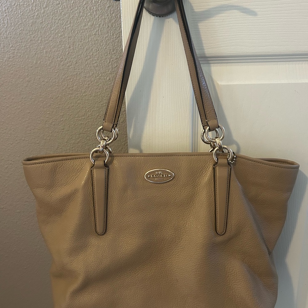 Coach Beige Leather Tote Bag